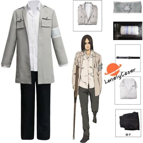 Final Season Anime Attack on Titan Eren Jaeger Cosplay Costume Shingeki No Kyojin Trench Pants Shirt Marley Officer Men Women