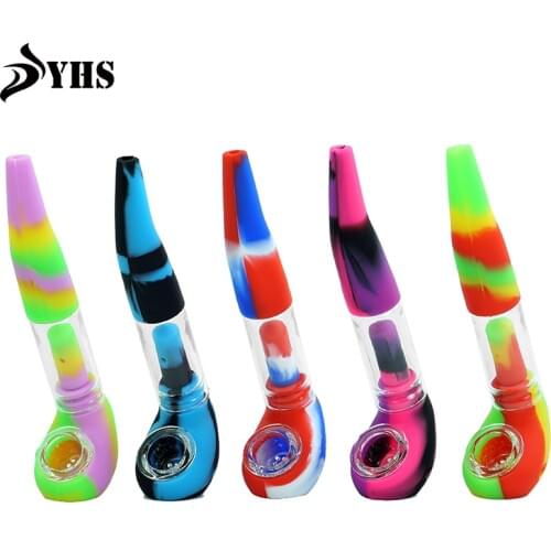 Silicone Smoking Pipe with Glass Bowl silicone hand Pipes Grinder Tobacco silicone Pipe for Smoking Cigarette Accessories