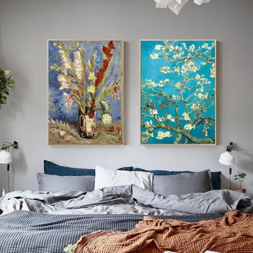 Nordic home decoration Van Gogh famous artwork mural print vintage floral canvas poster and print wall painting canvas