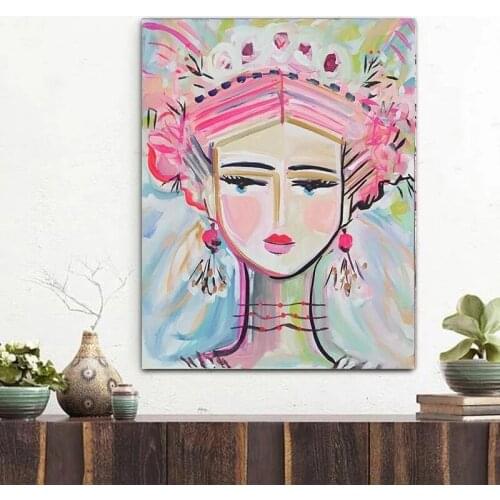 Modern Abstract Woman Portrait Canvas Painting Impressionist Posters and Prints Cuadros Wall Art for Living Room Home Decor