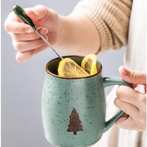 Creative Heat-resistant Mug Nordic Cartoon with Lid 500ml Cup Coffee Ceramic Mugs Children Cup Office Drinkware Gift