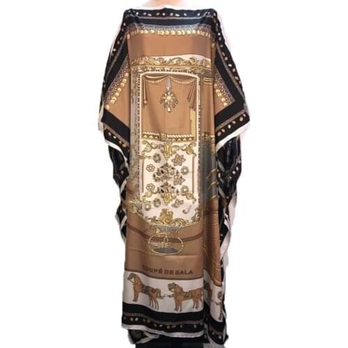 Saudi Arabi Traditional Muslim Womens Prayer Silk Robe Gowns loose Batwing Sleeve Bohemian kaftan silk full dress for sexy lady