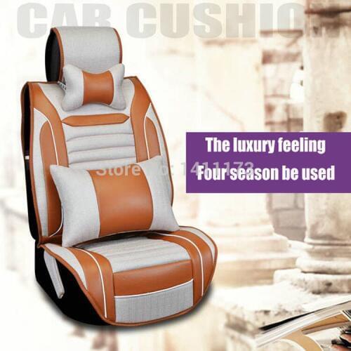 Height quality linen and PU universal 5 seats winter car seat cushion / seat covers /car seat supports 11PCS/set for general car