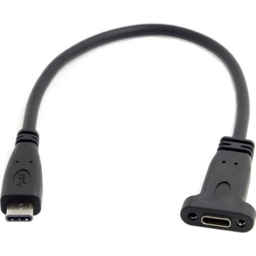 USB-C USB 3.1 Type C Male to Female Extension Data Cable with Panel Mount Screw Hole Length: 20cm Type C connector is the new