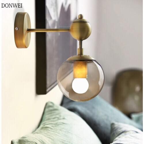 Vintage E27 Wall Lamp Modern Glass Wall Sconce Wall Lights Fixtures luminaire Loft Bedside Mirror Lamp Stair Lights 110V 220V