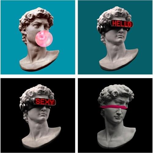 Funny David Wearing VR Glasses Art Canvas Posters and Prints Abstract David Sculpture Canvas Paintings on The Wall Decor Picture