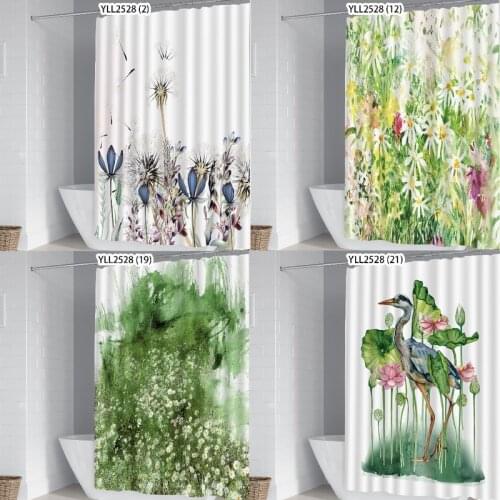 Flowers and leaves shower curtain gold shower curtain bath curtain bathroom set with shower curtain luxury shower curtain floral