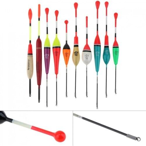 10pcs/lot Mixed Size Portable Colorful Fishing Float 14.3cm - 20.1cm 1g - 4g for Rock Lakes Reservoir Fishing Accessories