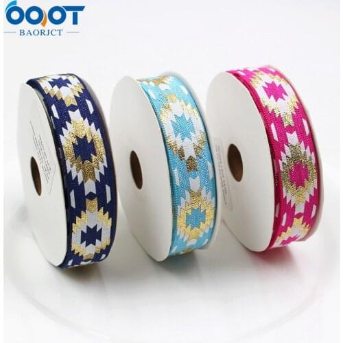 10yards 5/8''geometric bronzing Ribbon Elastic Foldover Elastics Stretch Hair Ties Headbands for Baby Girls Hair Bow E-20508-924