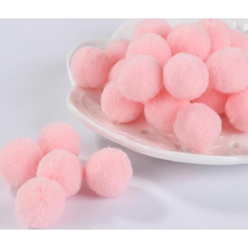 100pcs Approx 25mm Korea Pink Pompom Fur Craft DIY Soft Pom Poms Balls Wedding/Home Decoration Sewing On Cloth Accessories