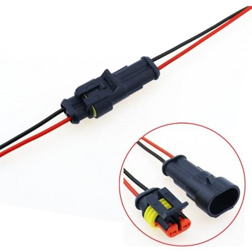 1set 2 Pin Auto Way Male & Female Waterproof Electrical Connector Plug with cable