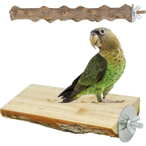 2PCS Wooden Bird Parrot Stand Holder Paw Grinding Perch Chew Pets Toys Hanging Cage Bird Cage Perch Parrot Stand Branch