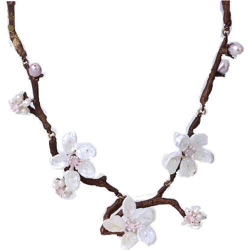 2018 Amybaby Vintage Cherry Blossoms Hand patinaed Bronze Freshwater Pearls Necklace Brooch Earring Bracelet Jewelry sets