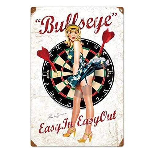 AYLAODI 1pcs Pin Up Girl Tin Sign Plaque Metal Vintage Sexy Metal Sign Wall Decor for Bar Pub Club Man Cave Retro Signs