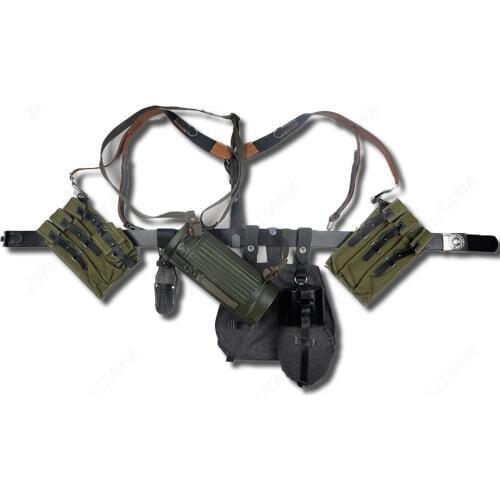 WWII WW2 GERMAN P38/P40 CANVAS BAG EQUIPMENT COMBINATION SOLIDER BELT AND Y STRAPS