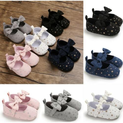 Hot Toddler Girl Crib Shoes Newborn Baby Bowknot Soft Sole Prewalker Sneakers