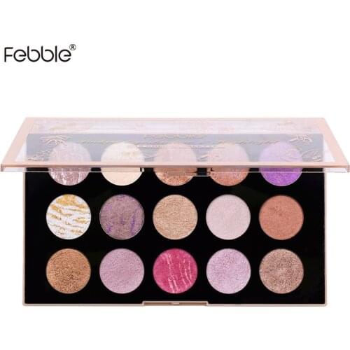 Febble 15 color baked eyeshadow palette paleta de sombras eye shadow makeup shimmer sombra de ojos paletas de maquillaje sombra