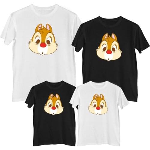 Disney Chip And Dale T shirt Summer Comfortable 100% cotton Fashion Womens t-shirts Clothes girl mother and daughter clothes