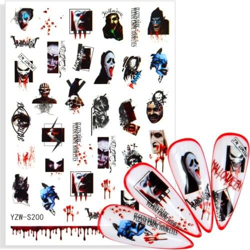 Halloween Nail Art Decorations Skull Bone Ghost 3D Stickers Sliders for Nails Foil Decals Design Manicure Accessories Tips