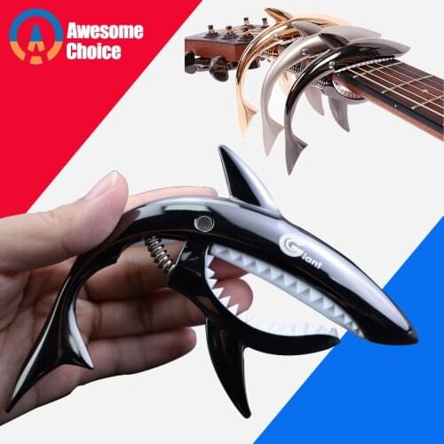 Quality Shark Aluminium Alloy Metal Guitar Capo Quick Change Clamp Key Acoustic Classic Guitar Capo Tone Adjusting Guitar Parts