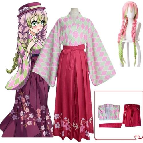 Halloween Costumes Kanroji Mitsuri Demon Slayer Kamado Nezuko Cosplay Kimono Outfit Kimetsu No Yaiba Nezuko Twist Braid Wig