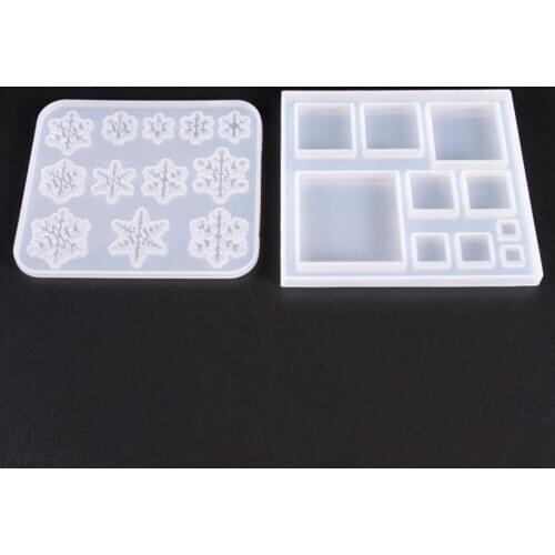 Crystal Epoxy Mold Snowflake Square Multi-Spec Pendant Ornament Silicone Mold DIY Jewelry Making Findings Supplies Accessories