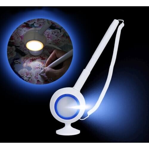 Small Led Table Lamp Lighting Point Drill Pens Diamond Painting Pen Cross Stitch Embroidery Diy Crafts Tools (with Batteries)