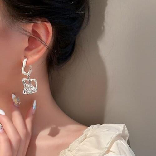Fashion Irregular Transparent Acrylic Earrings for Women Girls Ins Geometric Baroque Design Earrings Rhinestone Jewelry Female