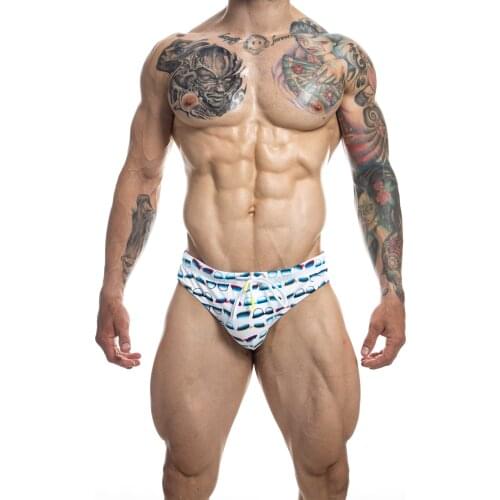 Mens Printed Cam/Leopard/Stamp Low Rise Swimwear Bikini Briefs Beach Swimsuit