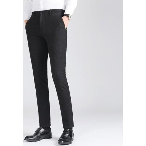 2020 Autumn Winter Pants Men Fashion Slim Men Trousers Casual Korean Stretch Black Pants Men Pantalon Homme Classique