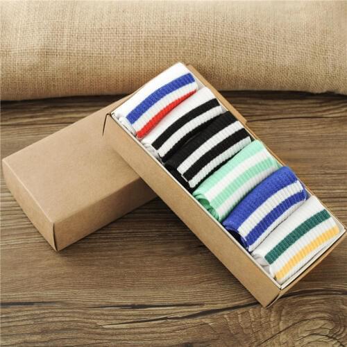 10 Pairs/ Lot Double Stripes Fashion Autumn Winter Sock Thick Cotton Teenagers Motion Stripe Socks Tide 6 Sweet Color Women Sock