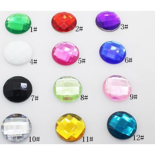 New round 20 pieces/ layge rhinestones foy crafts 25mm acrylic decorative rhinestone DIY Flat crystals sewing glue - Accessories