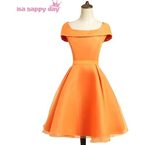 Princess style lace up back tulle special occasion orange prom party dresses 2020 short please ball gowns teen dress H4120