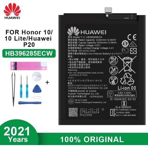 Original Huawei Phone Battery HB396285ECW for Huawei Honor 10 Acend P20 P smart 2019 3320mAh With Disassemble Tools