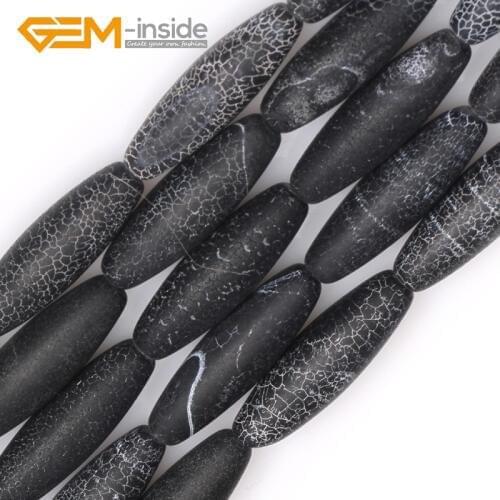 8x25mm Oval Egg Shape Natural Black Agates Stone Loose Beads for Jewelry Making DIY Beads Strand 15 Inches GEM-inside