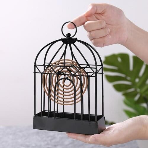 Birdcage Shaped Mosquito Repellent Incense Holder Tray Fireproof Coil Box Metal Wrought Iron Burners Plate Rack Home Hotel Decor