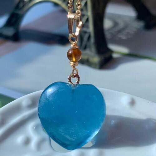 Certificate Natural Blue Ice Aquamarine Heart Love Pendant Women Men 17x16mm Gemstone Clear Stone Fashion Necklace AAAAA