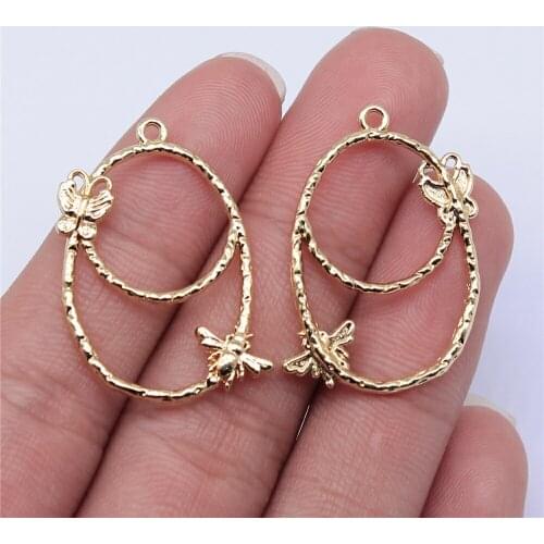 Tristana 20pcs 31x22mm KC Gold Color Bee Butterfly Charms Pendant For Jewelry Making Earring Making Accessories