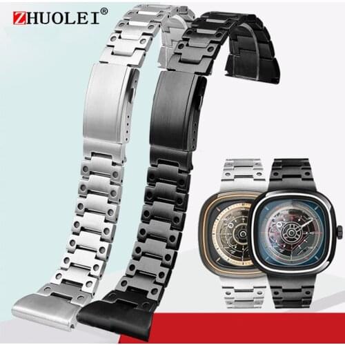 For Seven on Friday Q2/03/M2/M021 T2 Diesel plain end Stainless steel bracelet solid Watchband Men Vintage metal strap 26mm 28mm