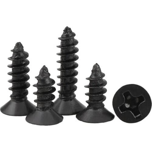 GuHua Black Cross Recessed Countersunk Flat Head Self Tapping Screw KA Phillips Cell Phone Small Screw M1.0M1.2M1.4M1.7 1000Pcs