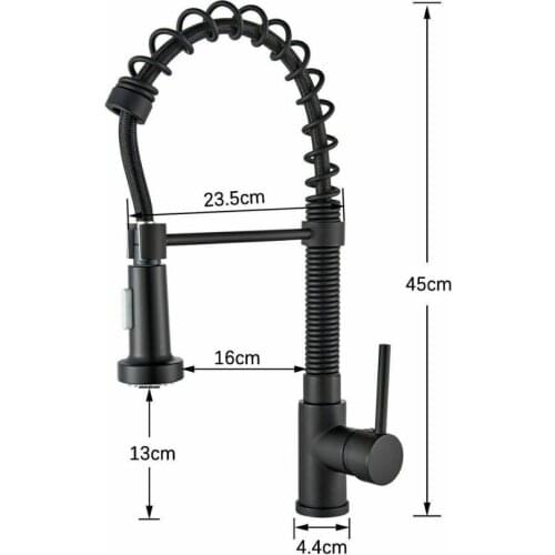 Vidric Matte Black Pull Down Kitchen Spring Faucet Single Level Mixer Tap 360 Rotation 2-way Pull Out Spray Kitchen Faucet