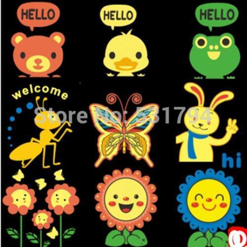 One piece Wall stickers cute animal luminescent switch sticker refrigerator stickers permanent luminous stickers for kid bedroom