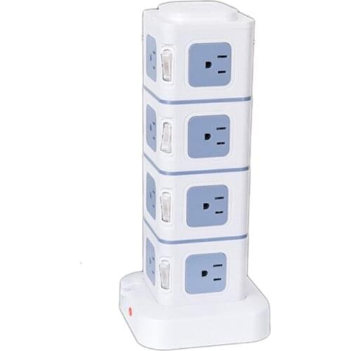 Vertical Power Strip With 2 USB 2500W 10A 6 Feet Extension Cord Surge Protector For Home Office,-US Plug