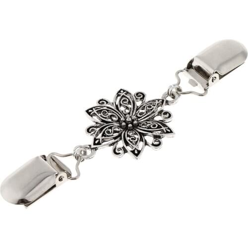 Vintage Flowers Rhinestone Sweater Clip Ducks Buckle Clips Cardigan Clip