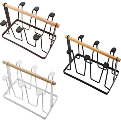 Vintage Wrought Iron Cup Holder Coffee Mug Glass Bottle Hanger Drying Display Rack Drainer Storage Organizer Stand