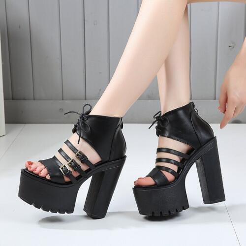 14 Cm High-Heeled Womens Sandals Sexy Platform Fish Mouth Square Heel Models Catwalk High Heels 2020 Summer Shoes Fashion Pumps