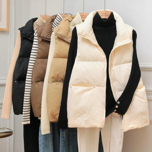 Down Jacket Vest Women 2021 Autumn Winter New Korean Version Of Loose Waistcoat Stand-up Collar Bread Jacket