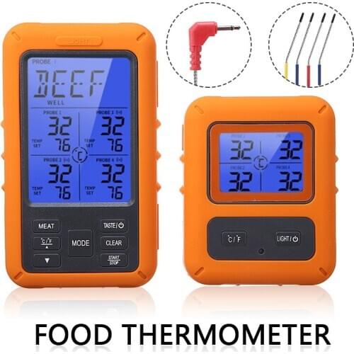 LCD Digital Probe BBQ Thermometer Wireless Kitchen Temperature Timer Alarm For Oven Grill Cooking BBQ Meat Food