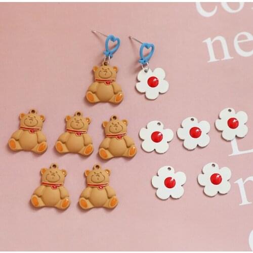 10pcs/pack Beer Flower Heart earring stud Metal Charms Earring Bracelet DIY Jewelry Making