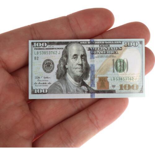 100 pieces/set Creative Mini 100 Dollars Miniature Banknotes Children Toys Gifts 1:12 Dollhouse Miniature Doll house Accessories